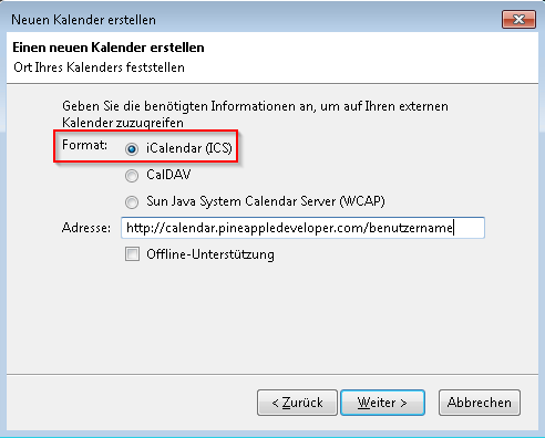 Screenshot 6 für die Einrichtung Sked Kalender Web-App in Mozilla Thunderbird